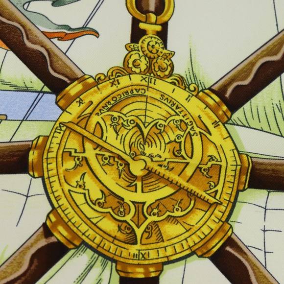 HERMES Carre 90 vive le vent Scarf Silk Orange Auth ki4369 - Picture 13 of 15